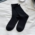 thumbnail image 1 of Socks For Women Thin Summer New Solid Color Breathable Casual Crew Socks Female Simple Trendy Basic Loose Socks Preppy Style Black One Size, 1 of 6