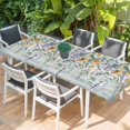 thumbnail image 2 of Floral Eucalyptus Leaves Table Cloths for 8 Foot Rectangle Tables, Daisy Summer Botanical Wooden Patio Waterproof Elastic Fitted Tablecloths, Washable Rectangular Table Cover for Camping, 2 of 8