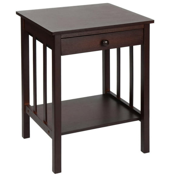 Bamboo Sofa Side Table, End Table with Storage Drawer and Shelf, Night Stand Bedside Table for Living Room Bedroom