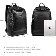 BOSTANTEN Leather Laptop Backpack Casual Travel Camping Shoulder Bag Gym Sports Backpacks for Men Black