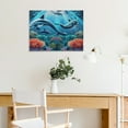 thumbnail image 5 of Dolphins Corals Coral Reefs Canvas Print Wall Art Decor for Home Bedroom Kitchen Ready To Hang - Fashion Room Decorations Pictures 16x12in, 5 of 6