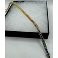 thumbnail image 2 of 4MM CZ Sapphire Tennis Bracelet,CZ Crystal Rainbow Golden 925 Sterling Silver Bracelet | Simple Elegant Everyday Layered Wedding, 2 of 3