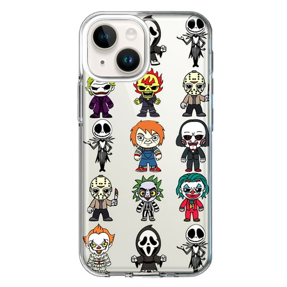 MUNDAZE Case for Apple iPhone 15 Plus Hybrid Shockproof Slim Hard Soft TPU Shell Heavy Duty Protective Phone Cover - Cute Classic Halloween Spooky Cartoon Characters