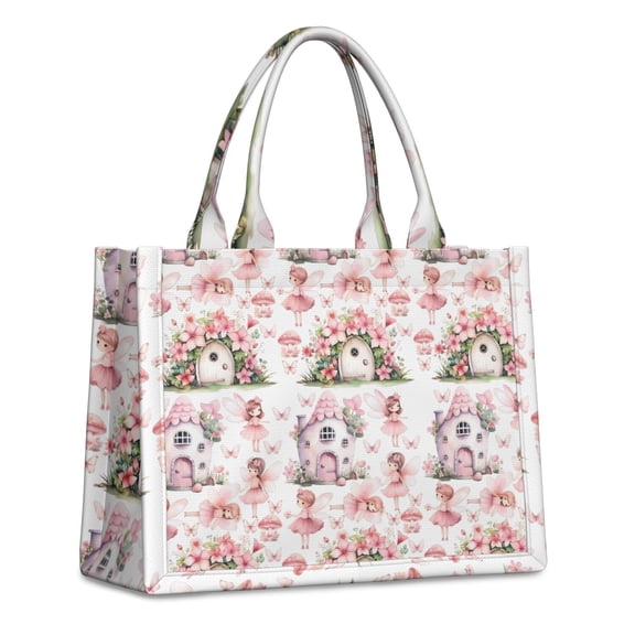 Large Capacity Tote Bag,Fairy Princess Mushroom Pattern Handbag Fashion Luxury Tote Bag,15.7"x13"x 5.1" Inches,Laptop Compatible