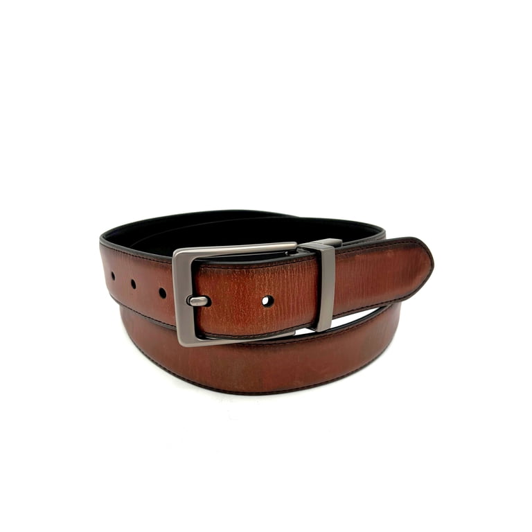 George Men's Reversible Leather Belt, 35MM Brown and Black photo 1