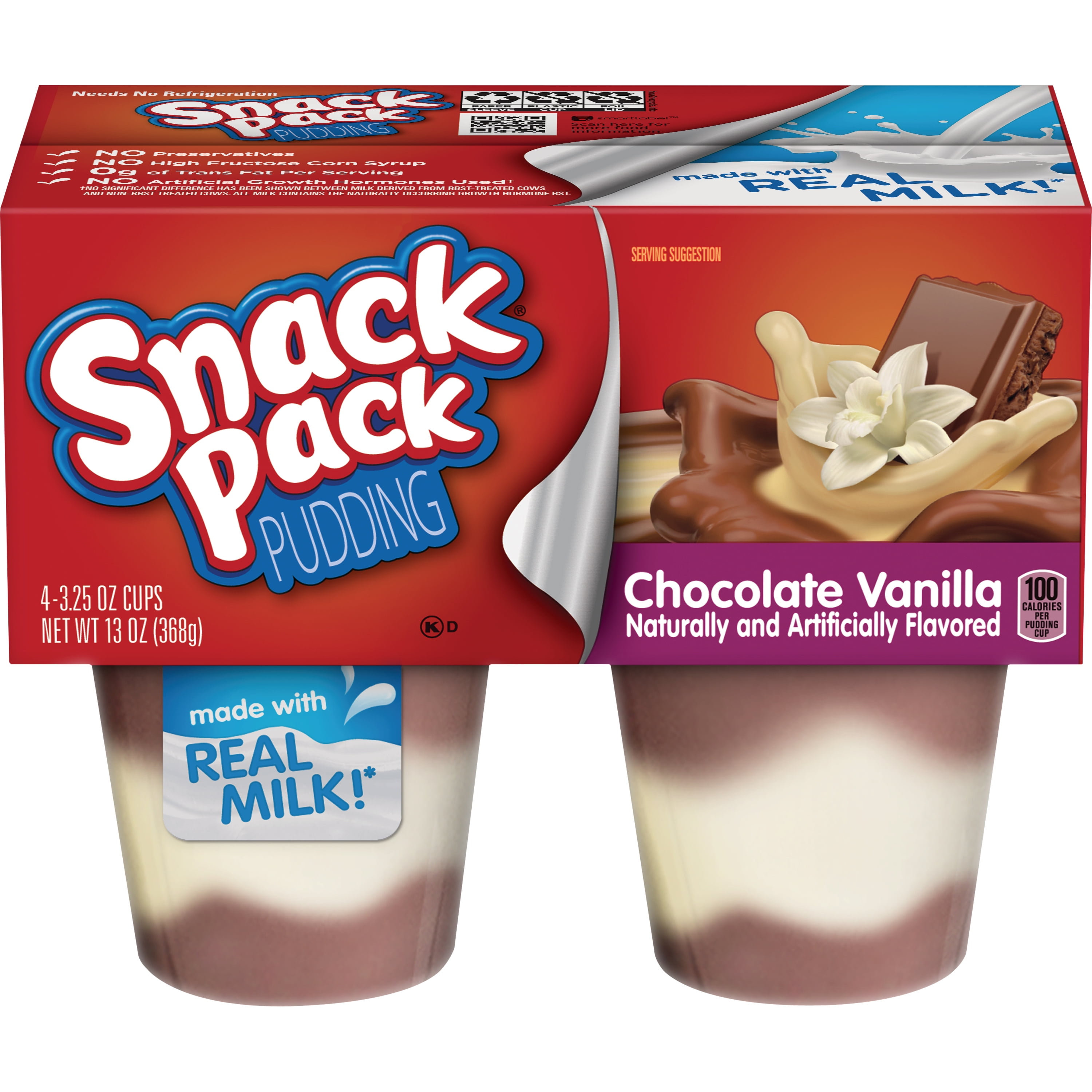 Snack Pack Chocolate Vanilla Pudding Cups 4 Count