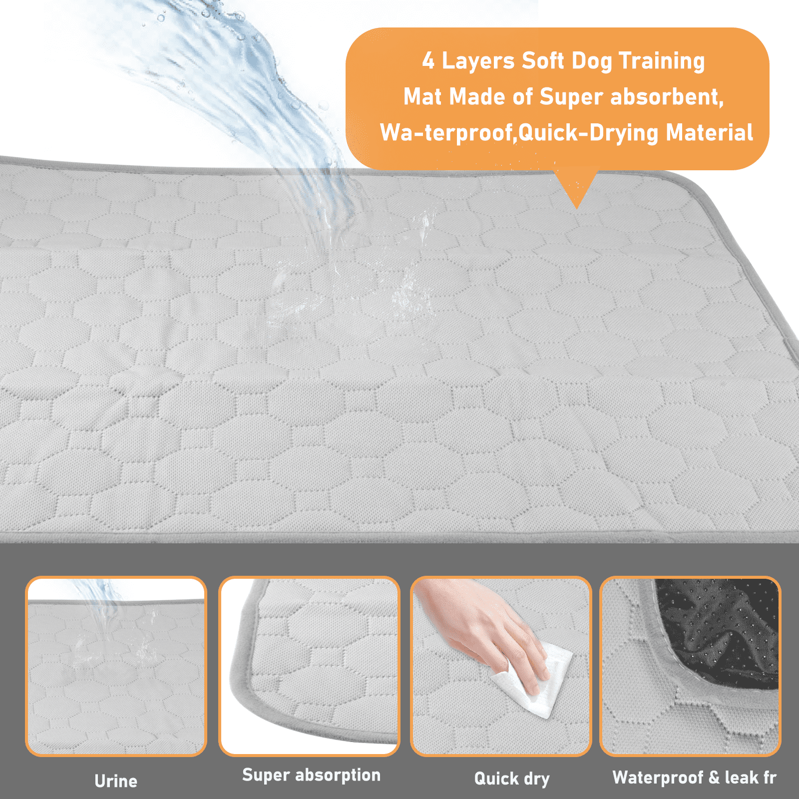 Reusable Puppy Pads, Washable Pee Pads for Dogs, Absorbent and Leakproof Training Mats for Potty, Bed, Sofa