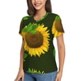 thumbnail image 2 of Honeii Sunflower Print Women's Classic V-Neck T-Shirt,Womens Fashion Tops,Stylish Everyday Top for Women, Casual Summer Spring Outfits Clothes-Medium, 2 of 5