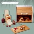 thumbnail image 5 of Bamboo Double Layer Bread Box for Kitchen Countertop, Roll Top Wood, Extra Large Kitchen Storage, Modern Wooden Bin (Black), 5 of 8