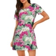 thumbnail image 1 of Balery Orchids Flowers Camisón de manga corta con cuello redondo para mujer, cómodo y elegante., 1 of 6