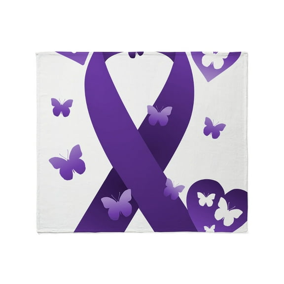 CafePress - Purple Awareness Ribbon Throw Blanket - Soft Fleece Throw Blanket, 50"x60" for All Ages