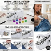 Portable Handheld Sewing Machine, 2025 New Fast Stitch Mini Electric Sewing Machines, Small Hand Held Sewing Machine for Adults Beginners DIY Fabrics Clothes Home Travel (White)