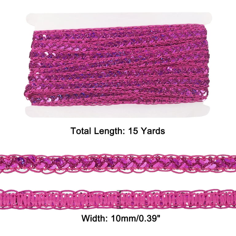 Uxcell 15 Yards 0.4 Inch Metallic Sequin Trim Sparkle Braid Sewing