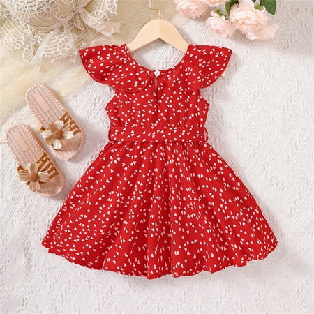 

Aayomet Flower Girl Dresses Toddler Girls Dress Fly Sleeve Chiffon Red Polka Dot Party Princess Dress Children Sundress Red 18-24 Months