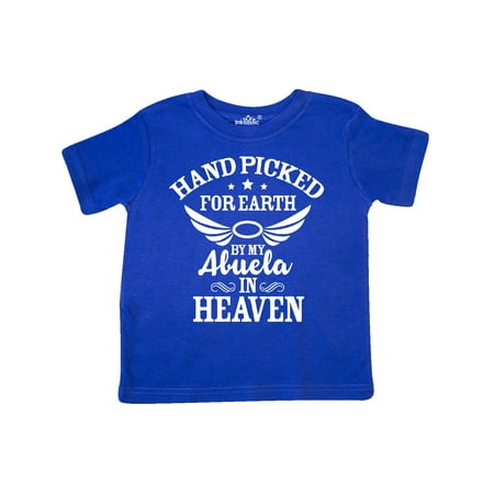 

Inktastic Handpicked for Earth by My Abuela in Heaven with Angel Wings Gift Toddler Boy or Toddler Girl T-Shirt