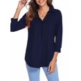 thumbnail image 4 of Fantaslook Womens Blouses Collared V Neck 3/4 Sleeve Shirts Business Casual Tops Work Blouse, 4 of 7