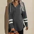 thumbnail image 2 of Fesfesfes Women Hooded Stitching Loose Long Sleeve Casual Hooded Sweater Blouse Plus Size Clearance $10, 2 of 8