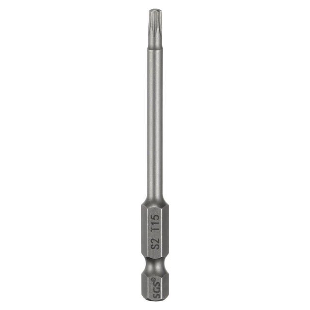 Punta de destornillador Torx T15 Uxcell 1/4" Vástago hexagonal 3" (75mm) Largo Magnético Sin Punta de Agujero 6 Puntos