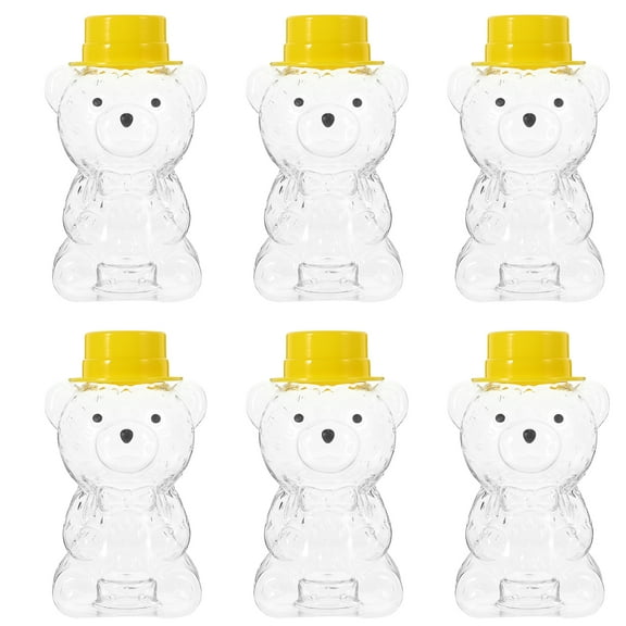 Guiyong 6pcs Plastic Beverage Bottle Transparent Drinking Bottle Empty Water Bottle Bear Shaped Bottle