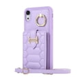 thumbnail image 3 of Nalacover Ring Holder Kickstand Case for iPhone XR 6.1" Crossbody Wallet Case with Credit Card Slots, Lanyard Shoulder Strap Premium PU Leather Wrist Hand Strap Cover, Purple, 3 of 10