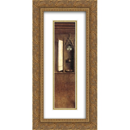 Van Eyck Ghent Altarpiece - Jan van Eyck 2x Matted 14x24 Gold Ornate Framed Art Print 'The Ghent Altarpiece, detail from the exterior of the right shutter'