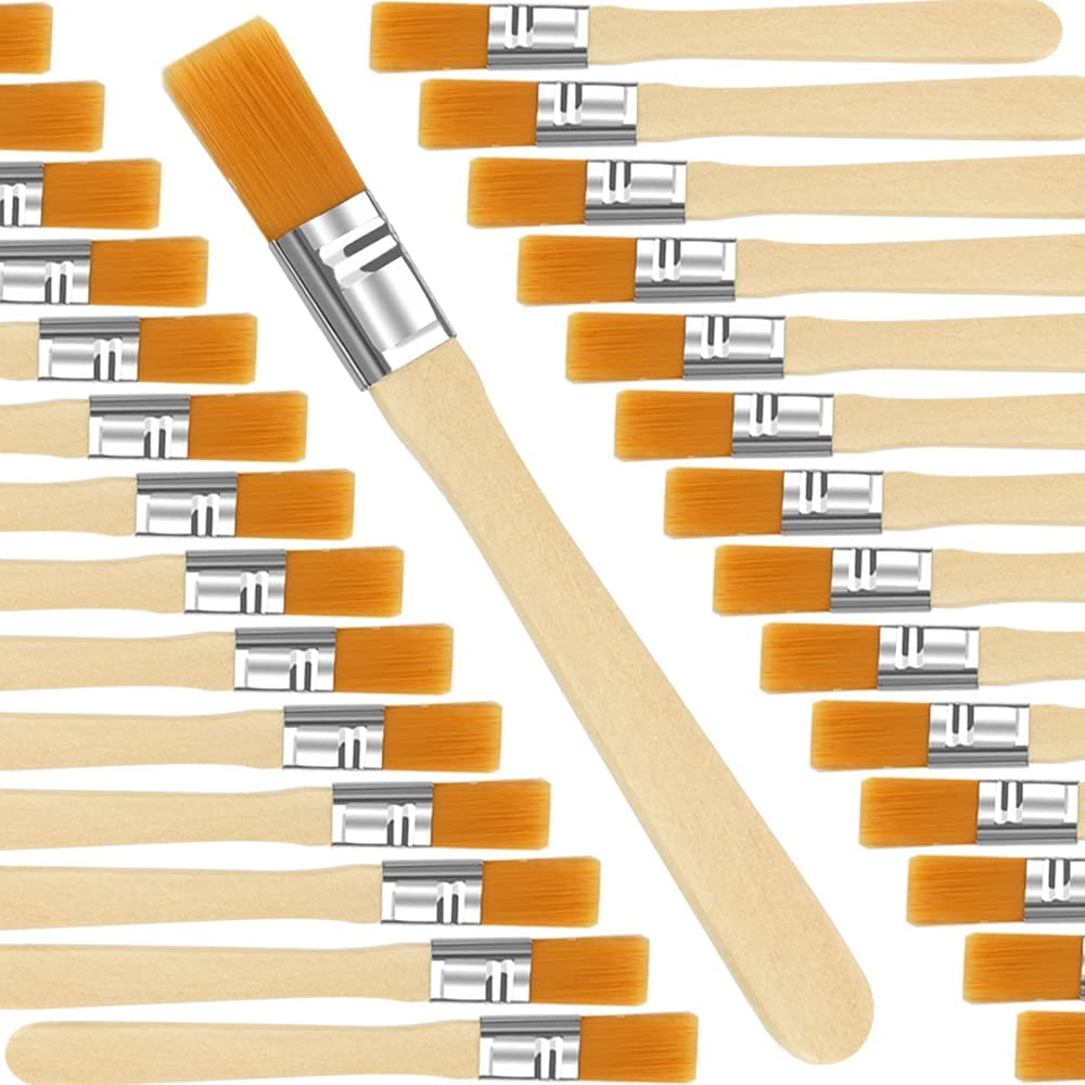 BUZIFU  30 Pcs Chip Paint Brushes Set Flat Bristle Chip Paint Brushes Small Paint Brush paint brushes with wooden handle for Wall Painting Cleaning Dusting Acrylic Paint, Stains, Varnishes