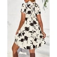 thumbnail image 5 of Women's Printed Short Sleeve Mini Dress Frill Tiered Silhouette 95% Polyester 5% Spandex Lightweight Summer Wardrobe, 5 of 7