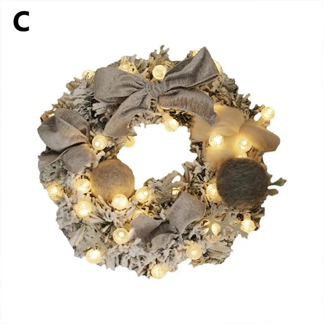 Guirnalda colgante de puerta de flor de ratán Artificial de Navidad con cadena de luz, decoración de pared para fiesta de Festival en casa # EW, 30CM