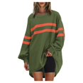 thumbnail image 6 of Yuhangmm Womens Hoodies Pullover Womens Oversized Striped Sweatshirt Long Sleeve Crew Neck Casual Pullover Tunic Tops with Cozy Warm Material Army Green M, 6 of 7