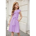 thumbnail image 3 of Arshiner Girls Dress One Shoulder Formal Ruffle Trim Birthday Party Dresses with Belted Pockets, 3 of 6