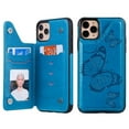 thumbnail image 2 of Dteck Case for iPhone 12 mini 5.4-inch, Magnetic Butterfly Patterned Flip PU Leather Kicksatnd Card Holder Wallet Rubber Shockproof Case Back Phone Cover,Blue, 2 of 3