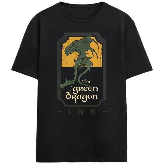 The Lord of the Rings The Green Dragon Inn Pub Sign Adult Black Short Sleeve Tee  -Medium