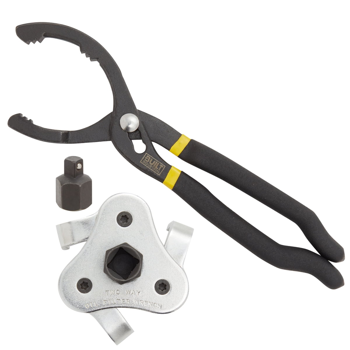 Adjustable 3 Jaw Oil Filter Wrench with Adapter and Plier Tool Set for Auto  Care