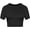 black, variant on YESGG 1 Piece Small Crop Tops for Women, Crew Neck Shorts Sleeve Stretch Fitted Shirts Crop Tops White Grey Black