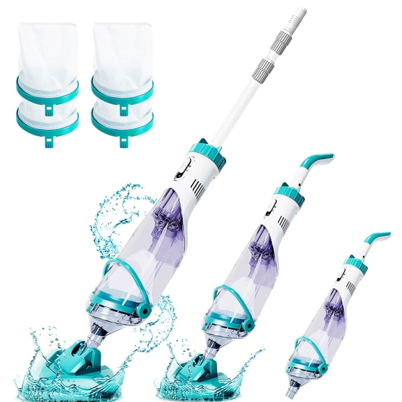 2025Upgraded Cordless Pool Vacuum for Above Ground, Handheld Pool Spa Vacuum Cleaner for Inground Pools Hot Tub, Rechargeable, 60" Extendable Pole, up to 19.5 GPM for Leaves, Debris, Shallow Steps