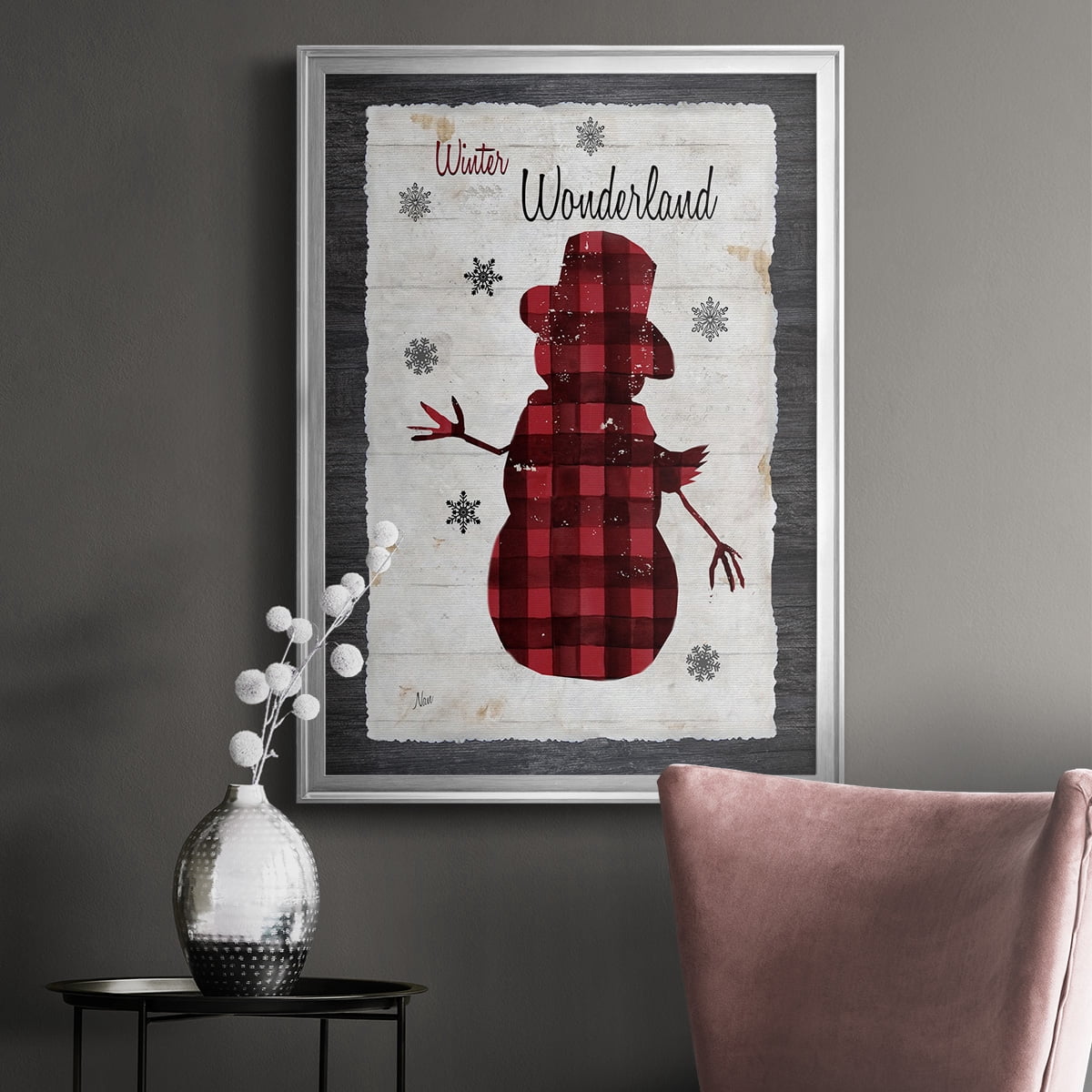 Checkered Snowman II Premium Framed Print - Ready to Hang