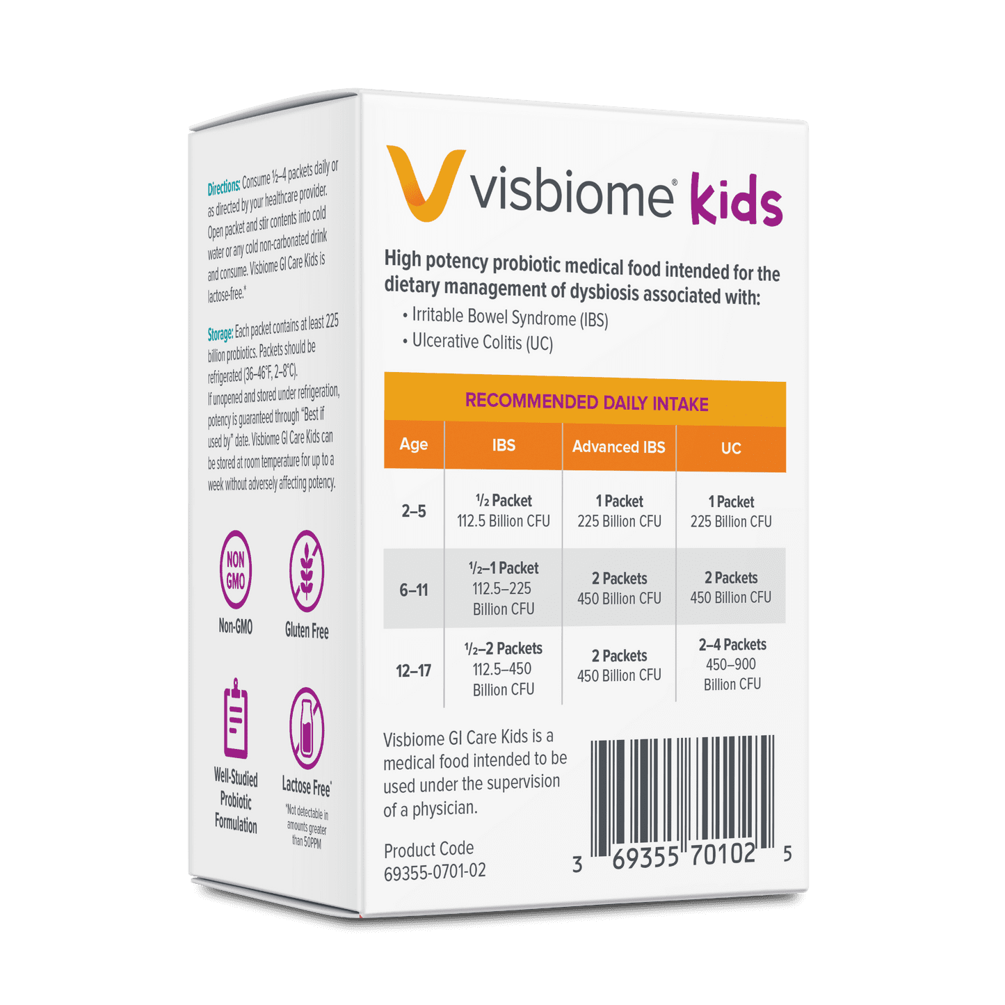 Visbiome® GI Care Kids - High Potency Probiotic - 225B CFU, Wild Berry, Ships Cold, 30 Packets