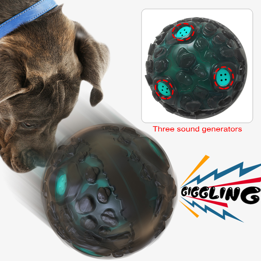 Goaxuzt Dog Toy Ball For Aggressive Chewers Giggle Chew Interactive Fetch Ball With Squeaker For Medium Large Dogs, Blue