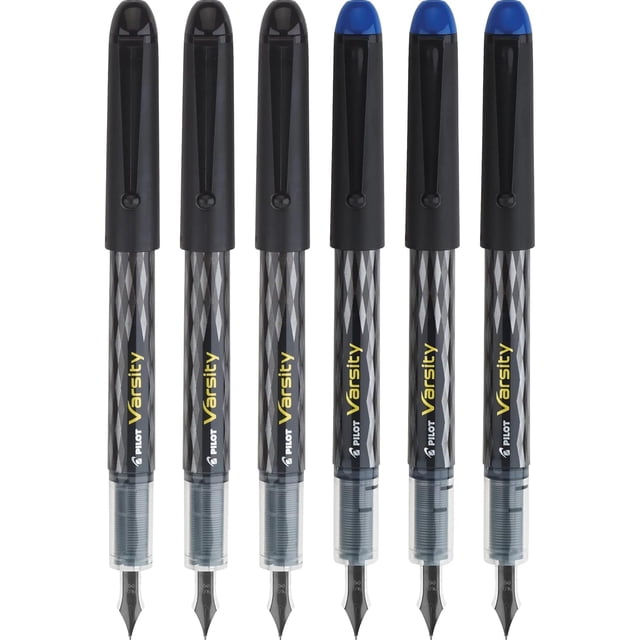 Pluma estilográfica PILOT Varsity punta media de 1 mm, paquete de 6