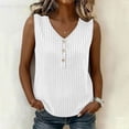 thumbnail image 7 of Hfnxid Womens Tank Top Striped Sleeveless Satin Tops Button Up V Neck Shirt Fashion Slim Work Business Shirts White XXL, 7 of 7