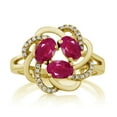 thumbnail image 2 of Gem Stone King 18K Yellow Gold Plated Silver Red Ruby Ring for Women (2.17 Cttw, Oval 6X4MM, Gemstone July Birthstone, Available in Size 5, 6, 7, 8, 9), 2 of 4