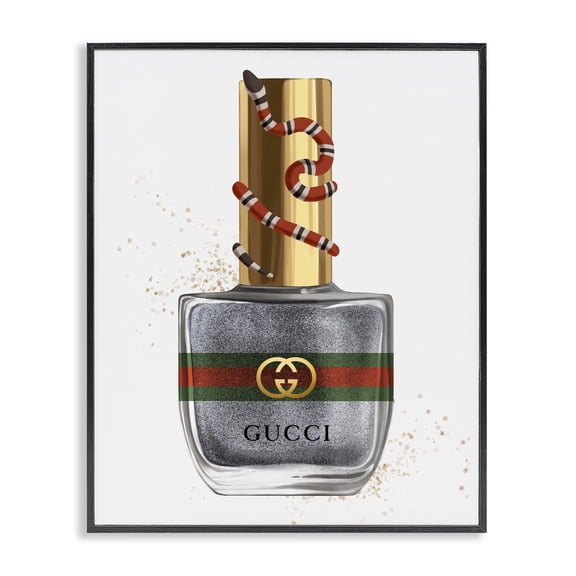 Stupell Industries Contemporary Makeup Nail Polish Black Gold Snake Fashion Design Black Framed Giclee Art, 11 x 14, by Ziwei Li