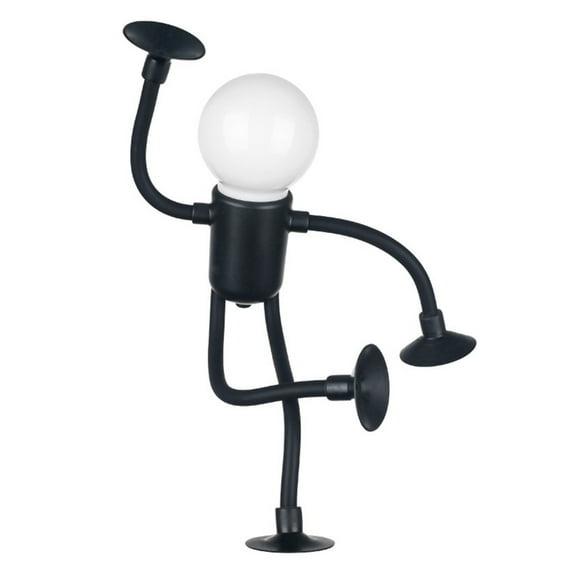 Creative Funny Bulb Man Night Light Innovative Suction Cup Design Portable Battery Powered Suitable for Home Decorating