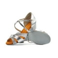 thumbnail image 2 of Missfiona Girls Latin Dancing Shoes Glitter Ballroom Salsa Low Heels Performance Shoes(10.5,Silver), 2 of 7
