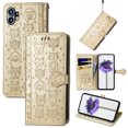 thumbnail image 1 of for Nothing Phone (1) Case, Premium PU Leather Wallet Case [Cat & Dog & Flowers Embossed] Card Slots Kickstand Magnetic Closure Flip Case Cover for Nothing Phone (1),Gold, 1 of 6