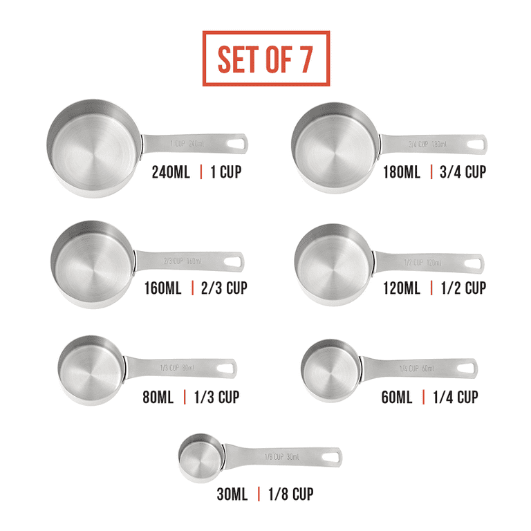 Last Confection 7 Pieces Stainless Steel Measuring Cup Set