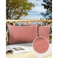 thumbnail image 2 of Pack of 2 Outdoor Pillow Covers, Peach Solid Waterproof Square Throw Pillowcase Cushion Decorative Pillow Covers for Couch Patio Tent, 20x12 in, 2 of 6