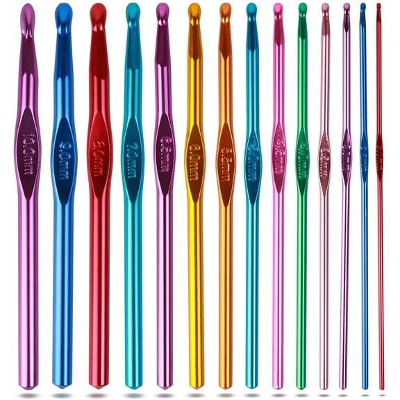 Crochet Hooks Set, Aluminum Handle Knitting Needles for Arthritic Hands, Crochet Needles for Yarn Craft, Nice Gift for Women