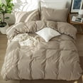 thumbnail image 5 of MooMee Washed Cotton Duvet Cover Set Linen Like Textured Breathable 3-Piece (Light Camel, Oversized King), 5 of 6