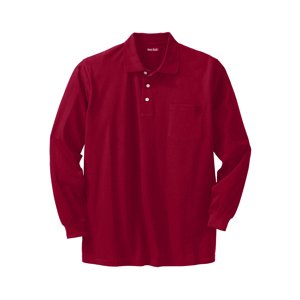 Kingsize Men's Long-Sleeve Shrink-Less Cotton Polo
